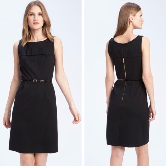 Kate Spade “Francie” Ponte Little Black Dress‎ Bow Neckline Lace Hemline Classic - Picture 2 of 4